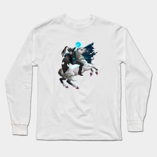 Dark Elf with armor riding horse Long Sleeve T-Shirt